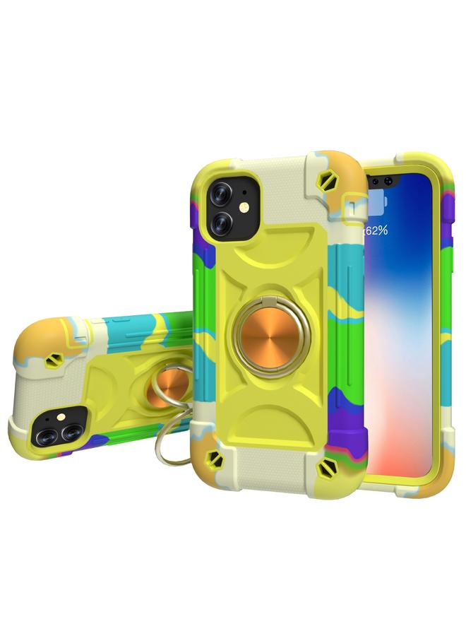 زبون جراب لهاتف iPhone 11 مصنوع من السيليكون المقاوم للصدمات + جراب واقٍ من الكمبيوتر مع حامل مزدوج الحلقة - Image 1