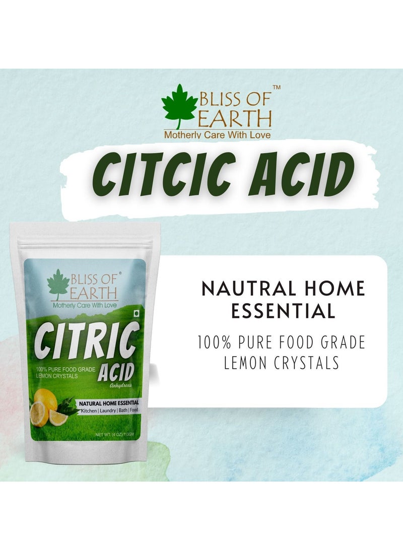 BLISS OF EARTH - 4oz Anhydrous Citric Acid Powder with Food Grade for Cooking Bath Bombs Cleaning and Preserving 113g - Image 1