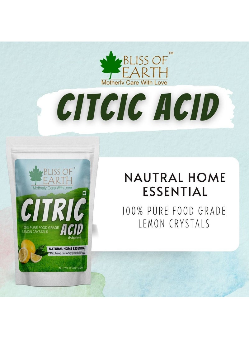 Bliss of Earth Citric Acid Powder 113g | Pure Fine Crystals Sour Salt for Cooking, Baking, Drinks & Candy | Powerful Limescale Remover, Descaler for Kettle, Cleaning, & DIY Bath Bombs - Image 2
