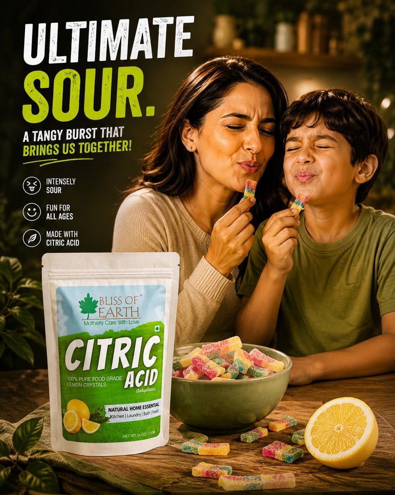 Bliss of Earth Citric Acid Powder 113g | Pure Fine Crystals Sour Salt for Cooking, Baking, Drinks & Candy | Powerful Limescale Remover, Descaler for Kettle, Cleaning, & DIY Bath Bombs - Image 2