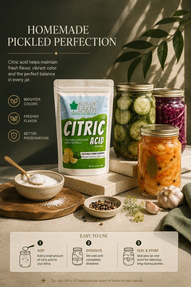 Bliss of Earth Citric Acid Powder 113g | Pure Fine Crystals Sour Salt for Cooking, Baking, Drinks & Candy | Powerful Limescale Remover, Descaler for Kettle, Cleaning, & DIY Bath Bombs - Image 4