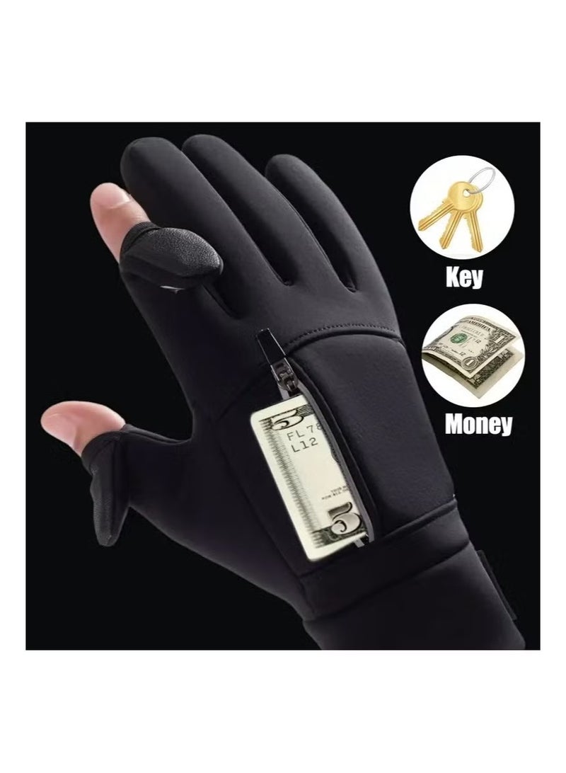 Winter Gloves,Winter Touchscreen Warm Gloves for Outdoor Sports, Touch Screen Water Resistant Thermal,Windproof And Cold-Resistant Gloves for Men And Women, Work Gloves Driving Gloves Cycling Gloves Hiking Gloves Touch Screen Glove Cold Weather Warm Gloves FreezerSuitable for Cycling, Fishing, And Running, with Flip-Top Fingers. - Image 3