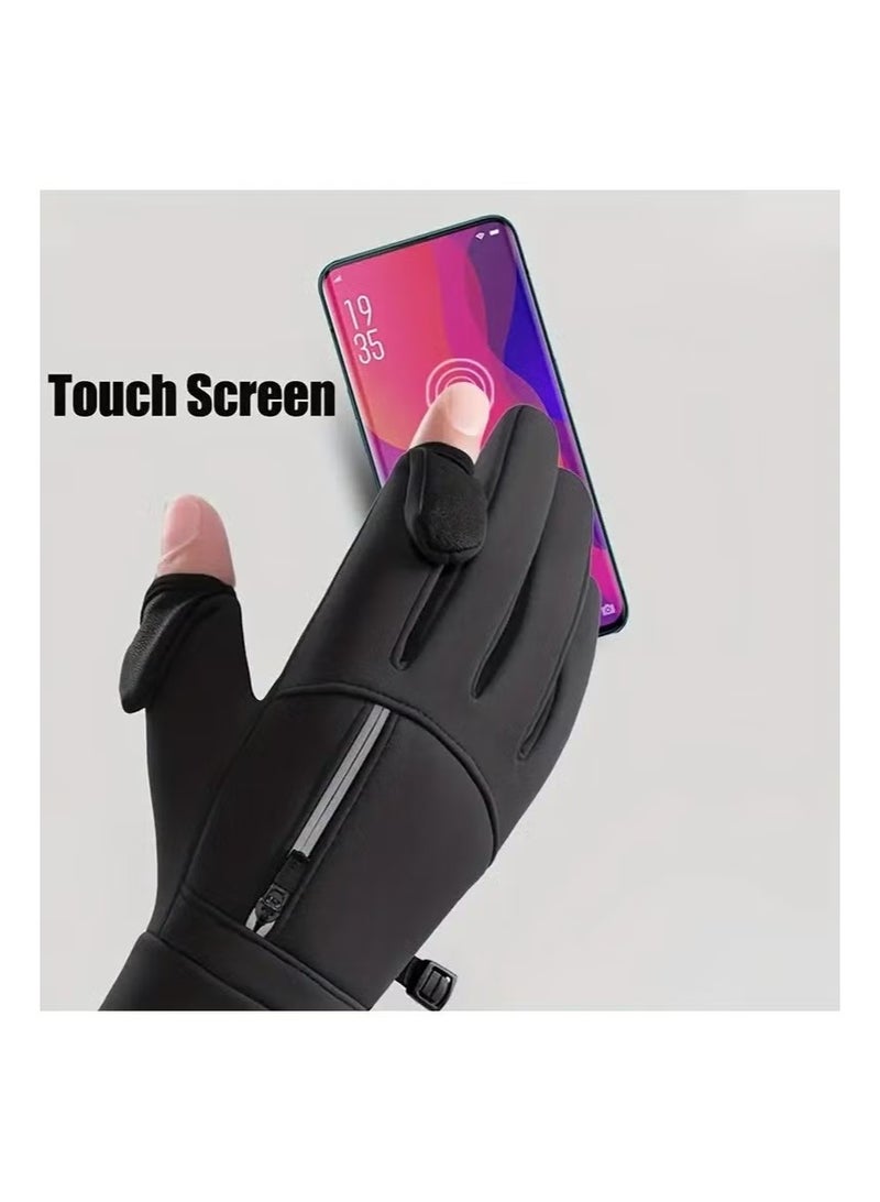 Winter Gloves,Winter Touchscreen Warm Gloves for Outdoor Sports, Touch Screen Water Resistant Thermal,Windproof And Cold-Resistant Gloves for Men And Women, Work Gloves Driving Gloves Cycling Gloves Hiking Gloves Touch Screen Glove Cold Weather Warm Gloves FreezerSuitable for Cycling, Fishing, And Running, with Flip-Top Fingers. - Image 2