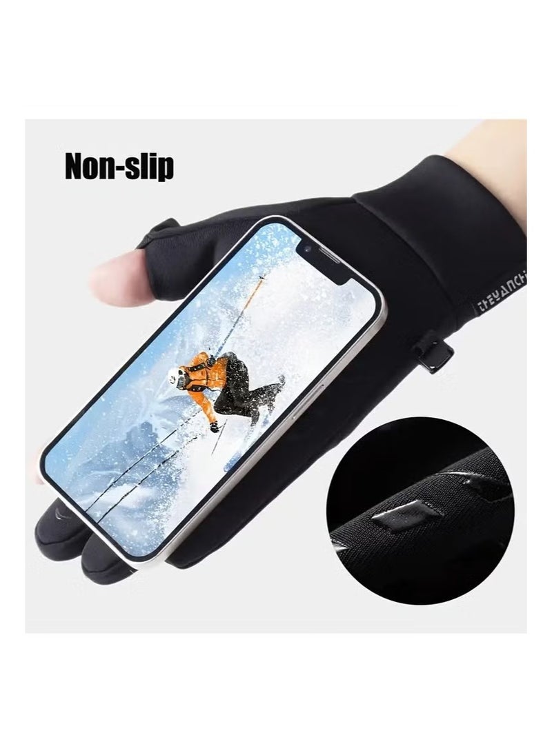 Winter Gloves,Winter Touchscreen Warm Gloves for Outdoor Sports, Touch Screen Water Resistant Thermal,Windproof And Cold-Resistant Gloves for Men And Women, Work Gloves Driving Gloves Cycling Gloves Hiking Gloves Touch Screen Glove Cold Weather Warm Gloves FreezerSuitable for Cycling, Fishing, And Running, with Flip-Top Fingers. - Image 4