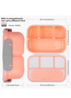 ROEIEIS Bento Lunch Box for Kids & Adults, Lunch box Containers with Tablewares for Boys & Girls, Leakproof, Microwave, Dishwasher, Freezer Safe, Bpa-Free, Pink  - Image 2