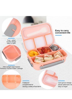 ROEIEIS Bento Lunch Box for Kids & Adults, Lunch box Containers with Tablewares for Boys & Girls, Leakproof, Microwave, Dishwasher, Freezer Safe, Bpa-Free, Pink  - Image 3