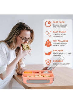 ROEIEIS Bento Lunch Box for Kids & Adults, Lunch box Containers with Tablewares for Boys & Girls, Leakproof, Microwave, Dishwasher, Freezer Safe, Bpa-Free, Pink  - Image 5