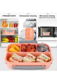ROEIEIS Bento Lunch Box for Kids & Adults, Lunch box Containers with Tablewares for Boys & Girls, Leakproof, Microwave, Dishwasher, Freezer Safe, Bpa-Free, Pink  - Image 4