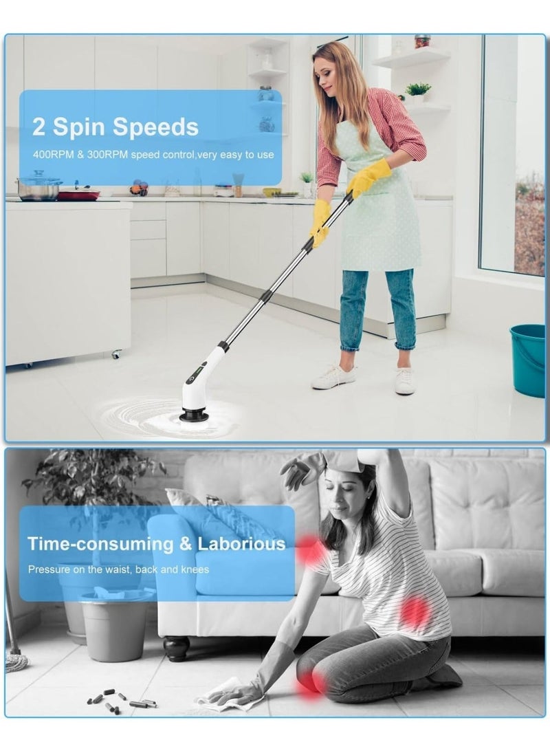 9-in-1 Electric Spin Scrubber Cordless Cleaning Brush - Telescopic Handle (54-inch), 2-Speed, USB-C Fast Charge, IPX7 Waterproof Kit - Image 5