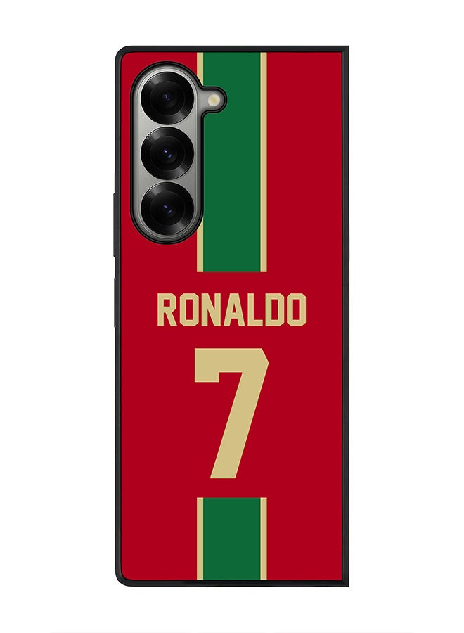Stylizedd Rugged Black edge case for Samsung Galaxy Z Fold6, Slim fit Case Flexible TPU Gel Thin Cover - Football Team - Portugal, Player Name - Ronaldo - Image 1