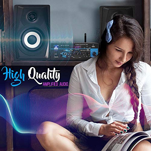 Pyle 2X40W Mini Power Amplifier System - Dual Channel Home Audio Sound Mixer, Stereo Receiver Box with USB, RCA, Headphone, AUX, MIC Input, LED, for PA, Home Entertainment and Studio Use - PTAU23.5 - Image 5