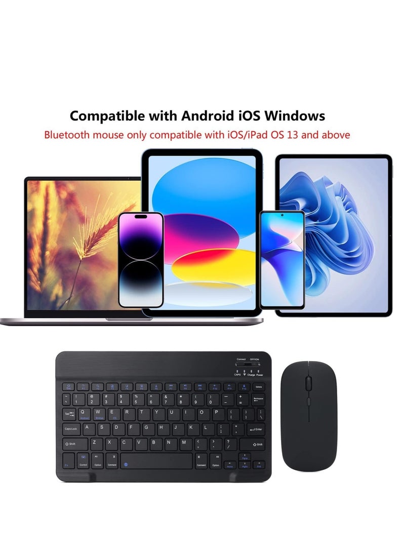 ELTRAZONE - Rechargeable Bluetooth Keyboard and Mouse Combo Ultra-Slim Portable Compact Wireless Mouse Keyboard Set for Android Windows Tablet Cell Phone iPhone iPad Pro Air Mini, iPad OS/iOS 13 - Image 1