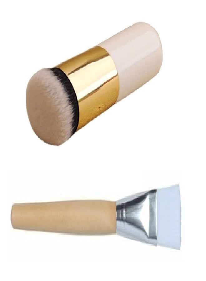 ZemGlam Oval Foundation Brush Black and Bleach Brush Combo Pack of 2 - Image 1