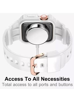 Techie Stylish Silicone Rugged Armor Watch Band Strap Case for Apple Watch 42mm 44mm 45mm 49mm Compatible with Ultra 1,2 Series 9,8,7,6,5,SE,3,2,1 – White  - Image 4