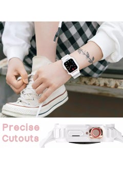Techie Stylish Silicone Rugged Armor Watch Band Strap Case for Apple Watch 42mm 44mm 45mm 49mm Compatible with Ultra 1,2 Series 9,8,7,6,5,SE,3,2,1 – White  - Image 5
