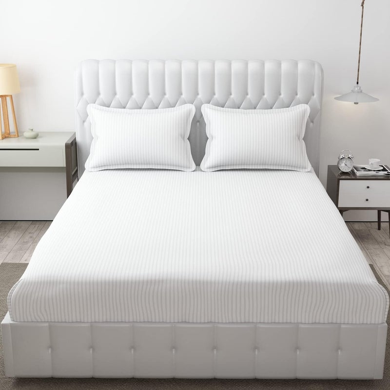 Fresh From Loom Microfiber Wrinkle Resistant Soft Skin Safe Breathable King Size Flat Bedsheets All Season Soft Fabric Double Bedsheet Set with 2 Pillow Covers 108x108 Inches White - Image 1