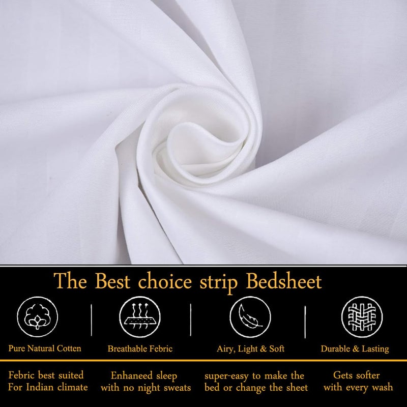 Fresh From Loom Microfiber Wrinkle Resistant Soft Skin Safe Breathable King Size Flat Bedsheets All Season Soft Fabric Double Bedsheet Set with 2 Pillow Covers 108x108 Inches White - Image 4