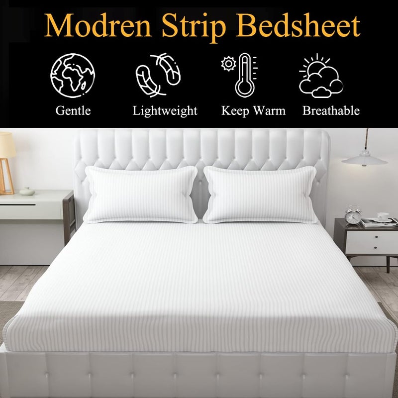 Fresh From Loom Microfiber Wrinkle Resistant Soft Skin Safe Breathable King Size Flat Bedsheets All Season Soft Fabric Double Bedsheet Set with 2 Pillow Covers 108x108 Inches White - Image 2