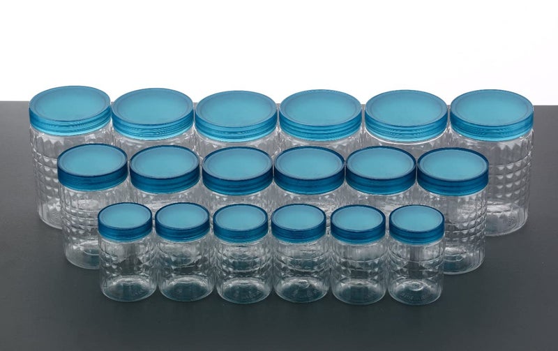 HAPPI Multipurpose Unbreakable Plastic Transparent Airtight Container Set Masala Box For Kitchen Storage Box Dabba For Spice Pack of 18 6 Pcs of 350ml 650ml 1200ml Blue - Image 5