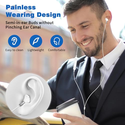 iMangoo USB C Headphones Wired Earbuds for Apple/Android Type C Earphones for iPhone 17 17e Air 16 Pro Max 16e 15 for iPad Corded Ear Buds for Samsung S26 S25 S24 Note 20 Ultra for Google/Pixel 10 10a White - Image 2