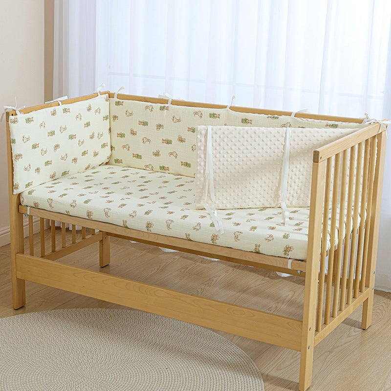 Baby Crib Bed Surround Soft Bag Anti-Collision Pure Cotton Removable and Washable One-Piece Three-Sided Heightening Kidsren''s Spliced ??Bed Fence Cloth - Image 2