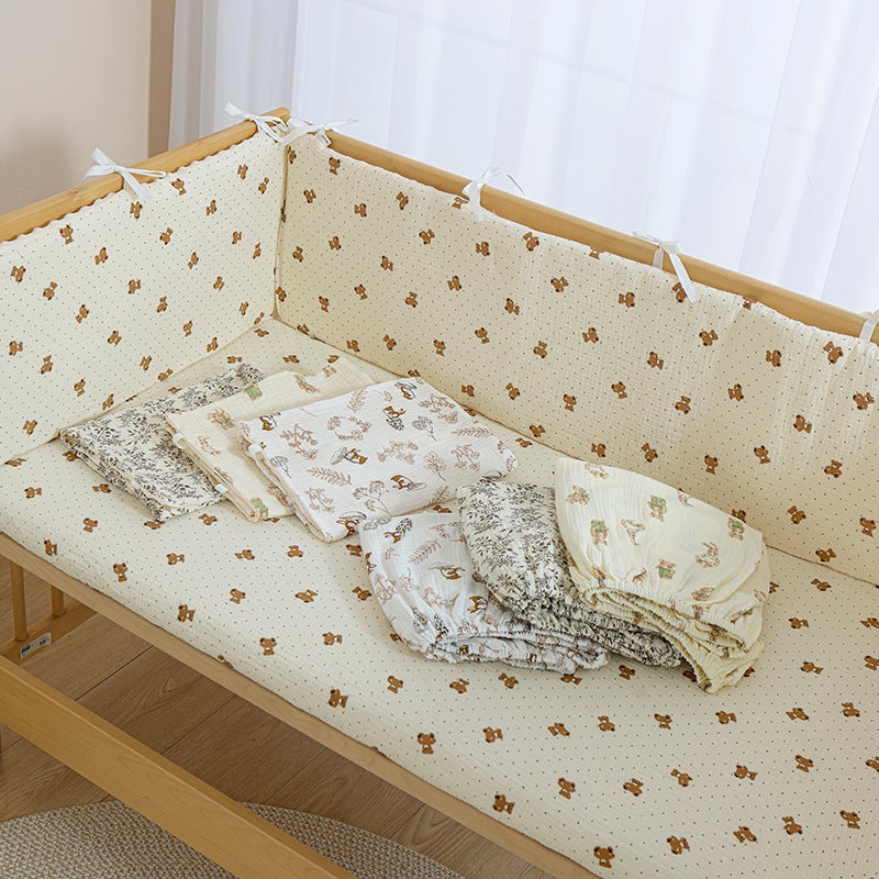 Baby Crib Bed Surround Soft Bag Anti-Collision Pure Cotton Removable and Washable One-Piece Three-Sided Heightening Kidsren''s Spliced ??Bed Fence Cloth - Image 5