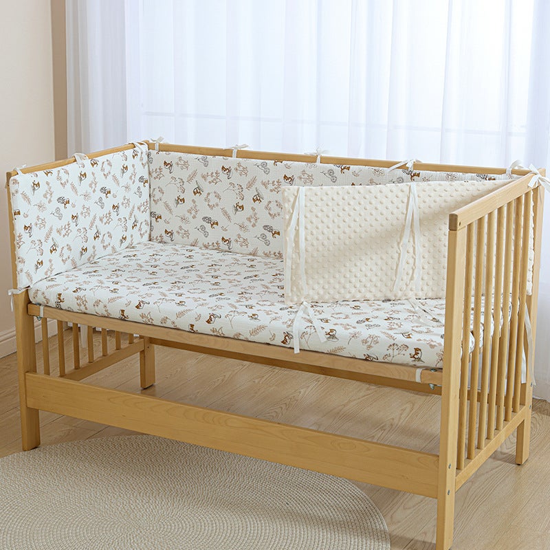Baby Crib Bed Surround Soft Bag Anti-Collision Pure Cotton Removable and Washable One-Piece Three-Sided Heightening Kidsren''s Spliced ??Bed Fence Cloth - Image 3