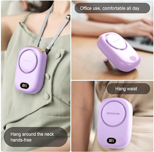 AOCOOLFAN Portable Neck Fan, Mini Small Personal Handheld Fan USB Rechargeable 3 Speed for Girls Boys Woman Eyelash Travel Home Office Outdoor (purple) - Image 4