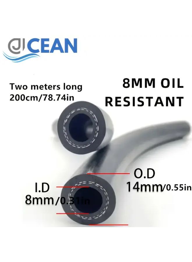 1 Pc 6Mm 78 74 Inch 2 Meter Oil Resistant Rubber High Pressure Car Fuel Hose For Gasoline And Diesel Transfer Automotive Fuel System Durable Longlasting Reinforced Construction - Image 2