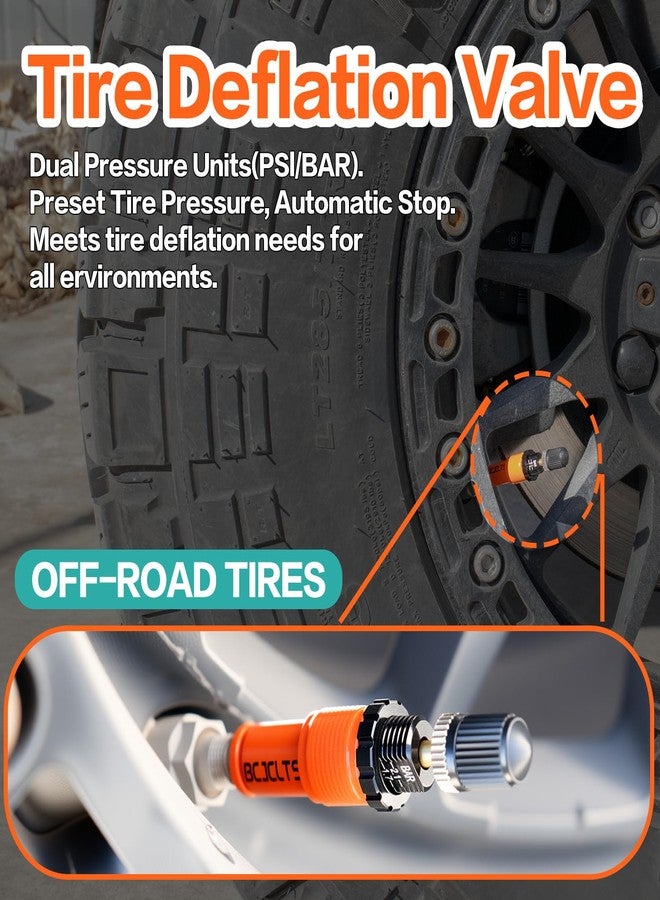 BCJCLTS Adjustable Auto-Stop Tire Deflator Valve Kit (10-30 PSI) Tire Air Down Tool Offroad 4x4 Screw-on Automatic Tire Deflators. (4, Orange) - Image 3