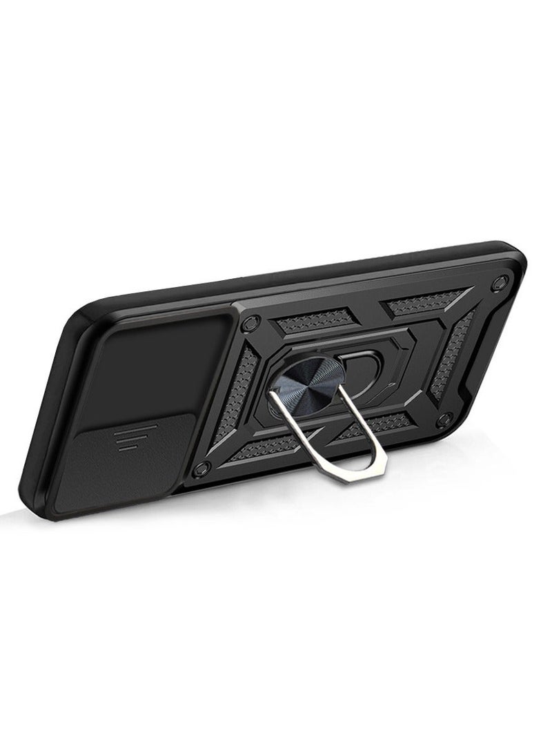 Case Cover for iPhone 16 Pro 5G, Slide Camera Lens Cover, 360°Rotating Kickstand Ring, Support Magnetic Car Mount Shockproof Mobile Phone Cover Black - Image 3