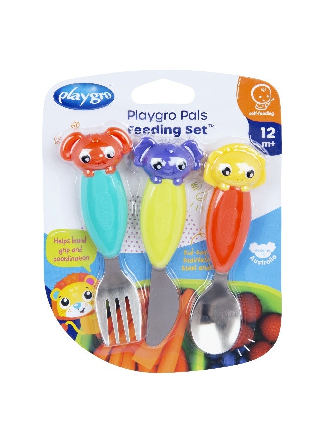 Playgro Stainless Steel Cutlery Set – BPA-Free Baby & Toddler Fork and Spoon Set, Ergonomic Easy-Grip Handles, Self-Feeding Training Utensils - Image 3