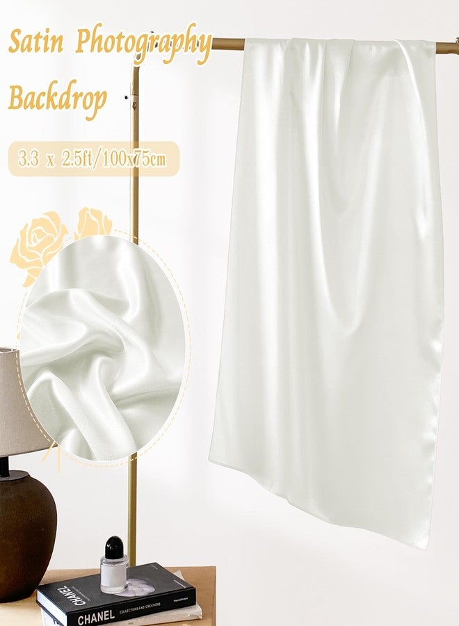 RUDONG M Satin Photography Backdrop 3.3x2.5ft - Wrinkle-Free Silky Fabric Background for Jewelry/Cosmetics/Flat Lay/Studio, White Backdrop Cloth (100x75cm) - Image 4