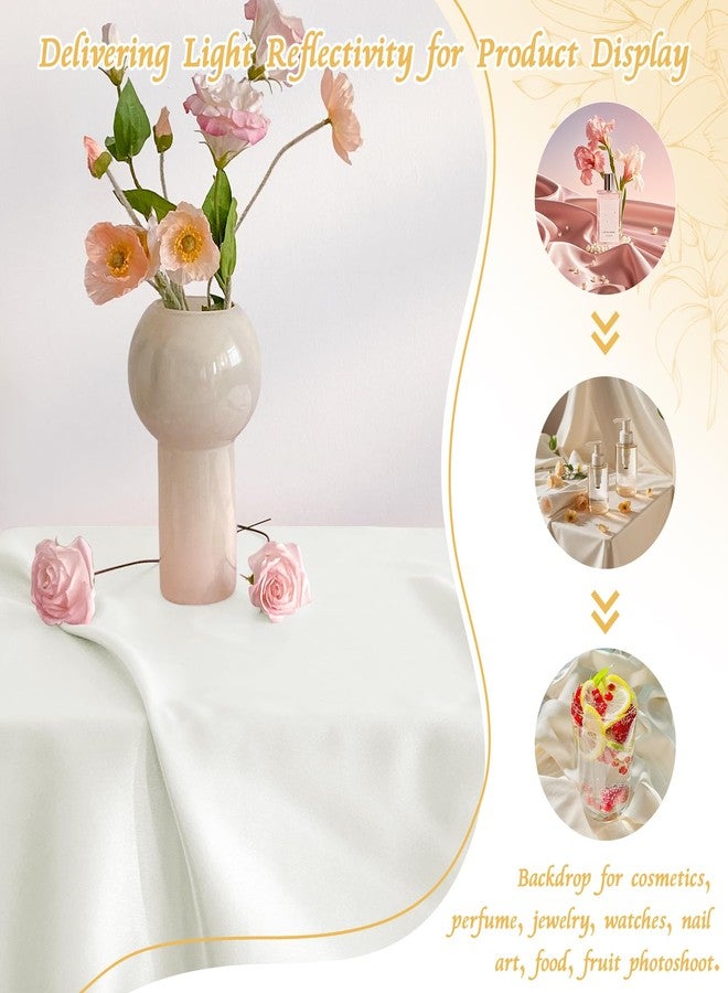 RUDONG M Satin Photography Backdrop 3.3x2.5ft - Wrinkle-Free Silky Fabric Background for Jewelry/Cosmetics/Flat Lay/Studio, White Backdrop Cloth (100x75cm) - Image 5