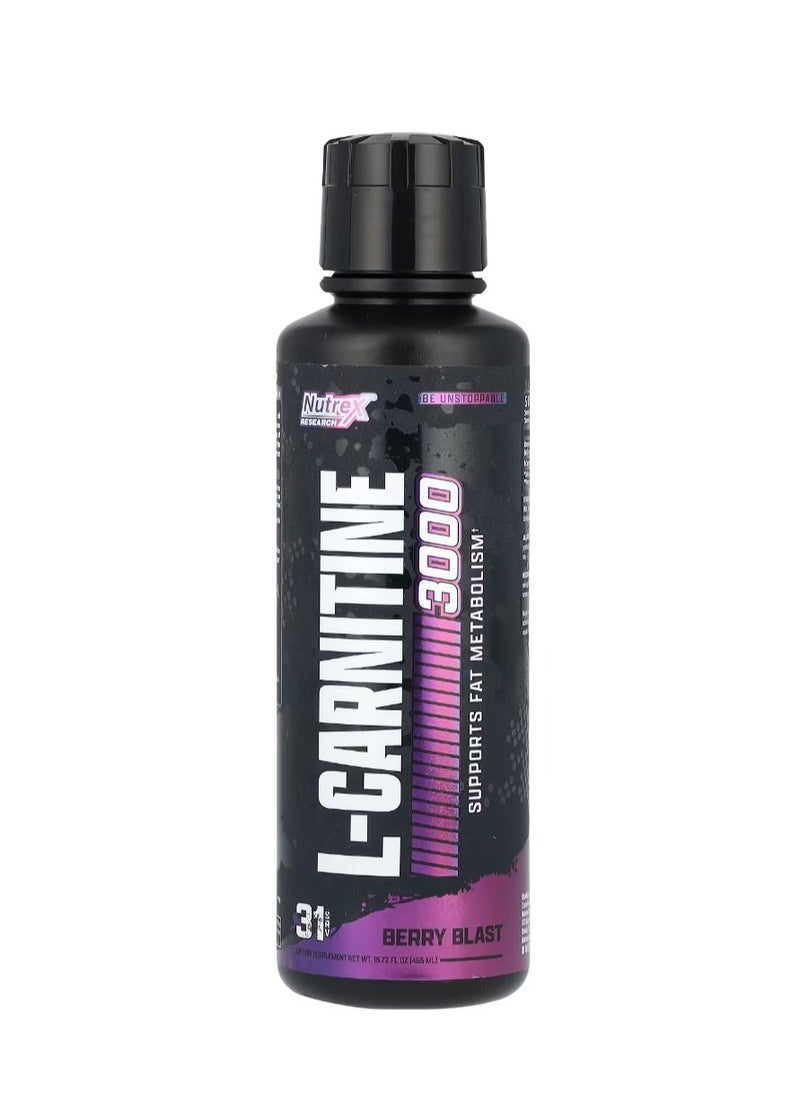 Nutrex Research L-Carnitine 3000 Berry Blast 15.72 fl oz (465 ml)  - Image 1