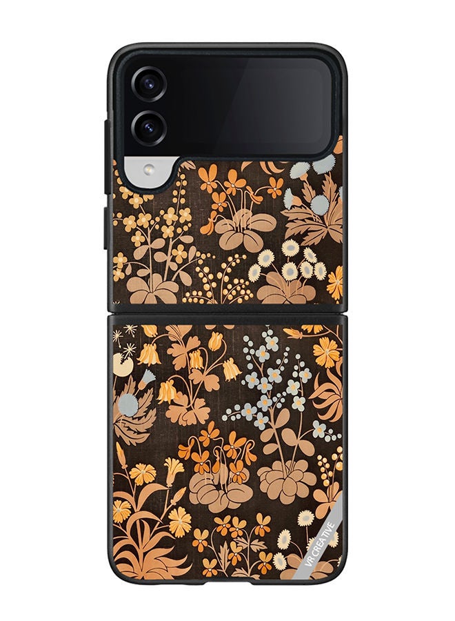 VR CREATIVE Protective Case Cover For Samsung Galaxy Z Flip4 Brownie Flower Design Multicolour - Image 1