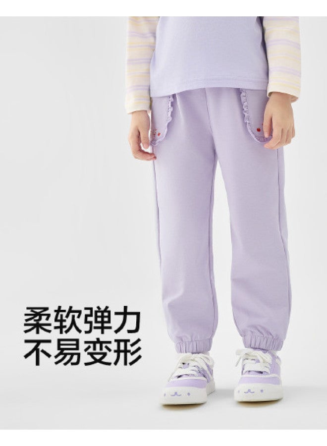 Balabala Versatile Girls' Pants Kids' Casual Trousers 2025 Spring New Collection Long Pants Toddler Sweet Ruffle Hem - Image 1