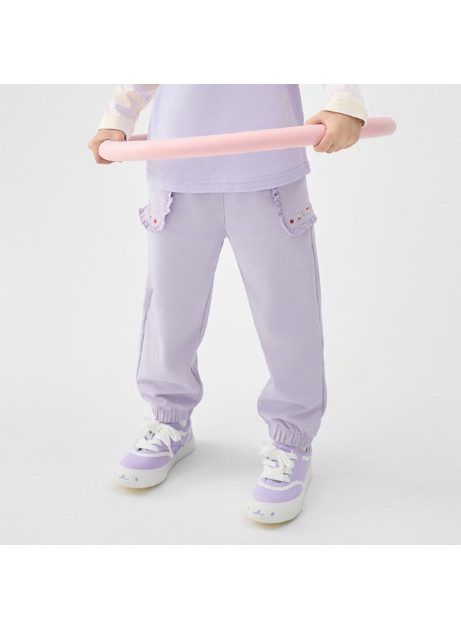 Balabala Versatile Girls' Pants Kids' Casual Trousers 2025 Spring New Collection Long Pants Toddler Sweet Ruffle Hem - Image 3