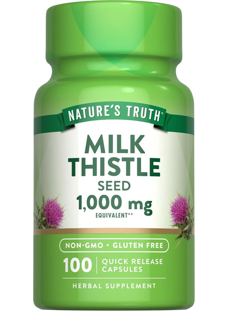 Nature's Truth, Milk Thistle Seed, 1,000 mg, 100 Quick Release Capsules - Image 1