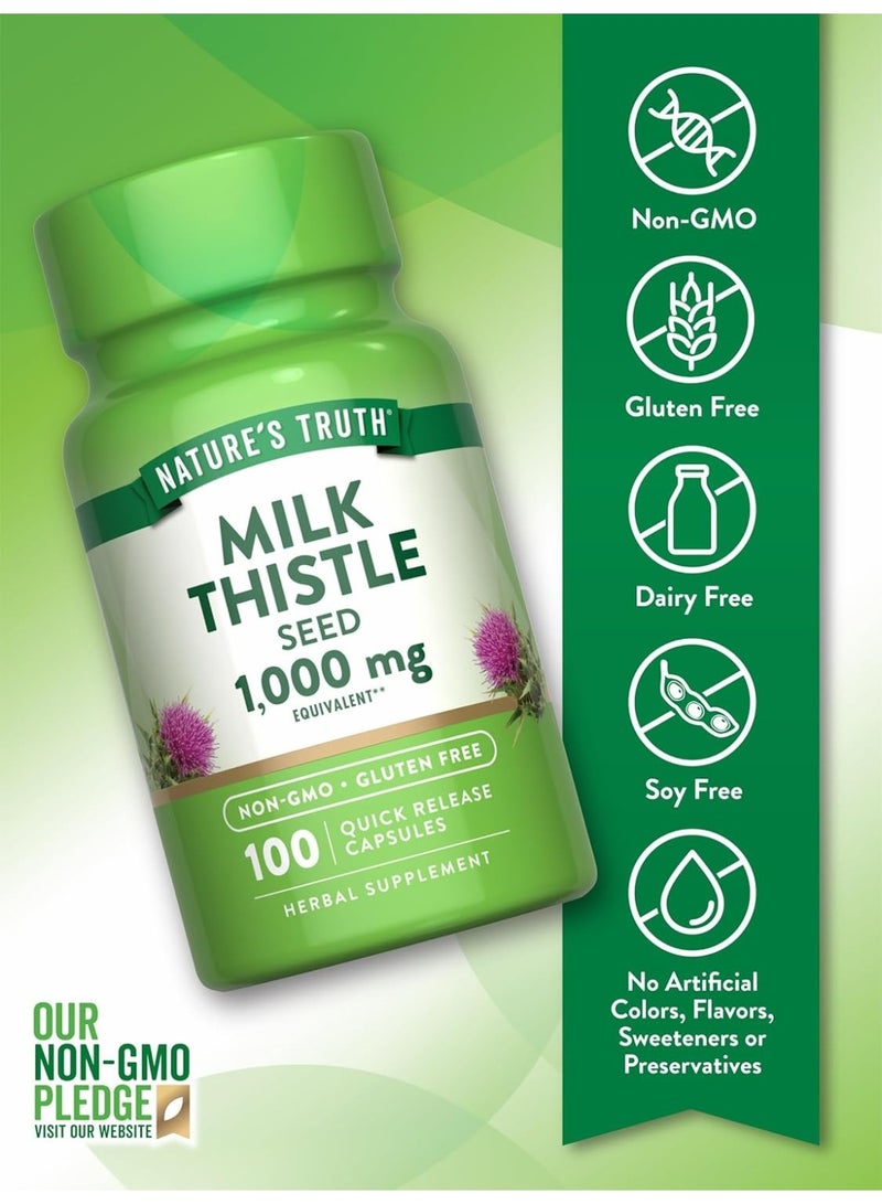 Nature's Truth, Milk Thistle Seed, 1,000 mg, 100 Quick Release Capsules - Image 2
