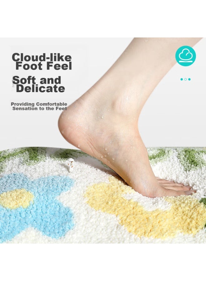 Dajiang Flocked Bathroom Mat, Non-slip Absorbent Foot Mat, 50x80cm - Image 3