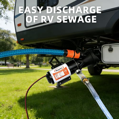 Magam RV Macerator Pump 12V,12GPM Suction 3.2 feet Lift 10 feet with Garden Hose Discharge Port,Quick Release Sewage Pump with Fresh Water Rinse and Manual Crushing Function,for Boat Marine RV Campe - Image 2