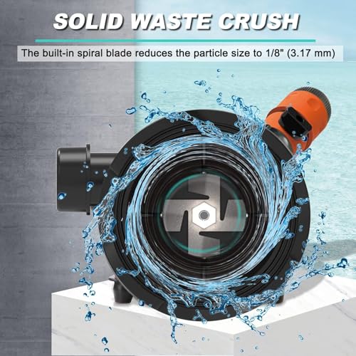 Magam RV Macerator Pump 12V,12GPM Suction 3.2 feet Lift 10 feet with Garden Hose Discharge Port,Quick Release Sewage Pump with Fresh Water Rinse and Manual Crushing Function,for Boat Marine RV Campe - Image 4