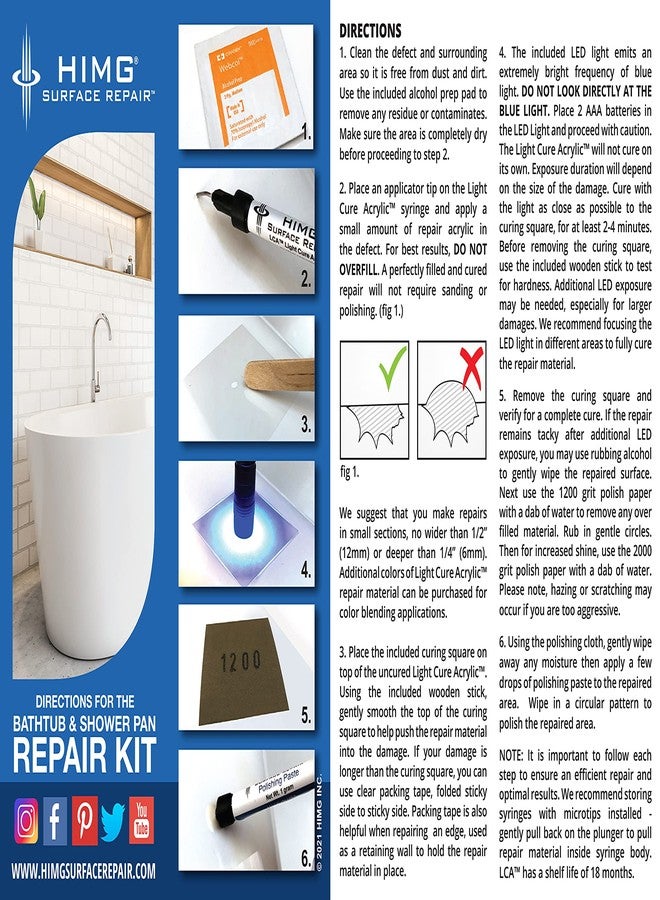 HIMG Bathtub & Shower Pan Repair Kit, Compatible with Kohler White - Image 4