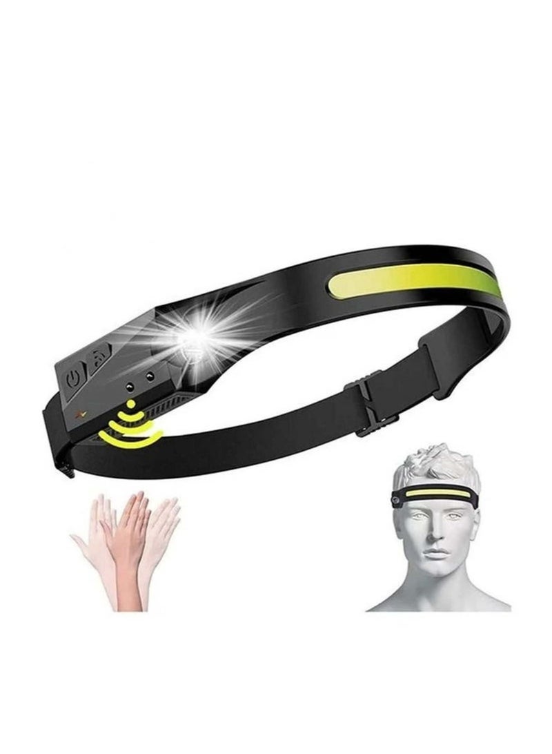 STL Led Headlamp Rechargeable Cob Camping Headlamp 230° Illumination Headlight With Motion Sensor, Lightweight And Weatherproof ,5 Light Source Head Lamp Flashlight - Image 1