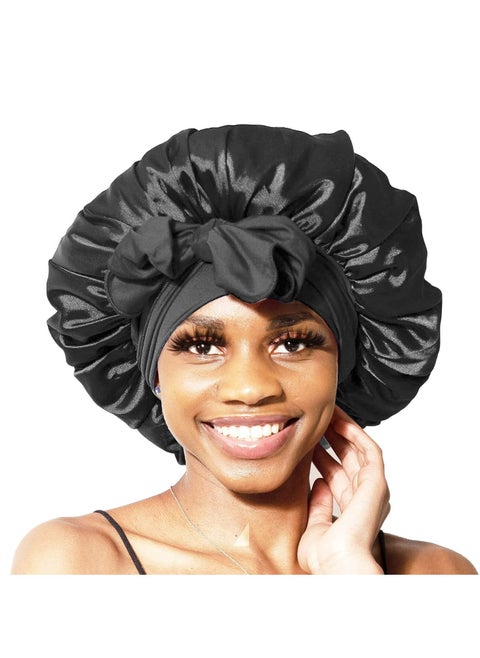 Satin Bonnet Sleep Cap Extra Large Double Layer Reversible Adjustable Tie
