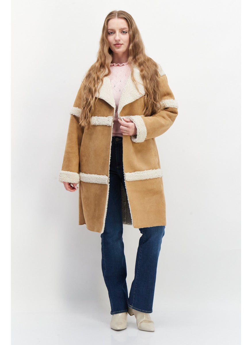 Bearpaw - Women Faux Fur Coat, Tan - Image 1