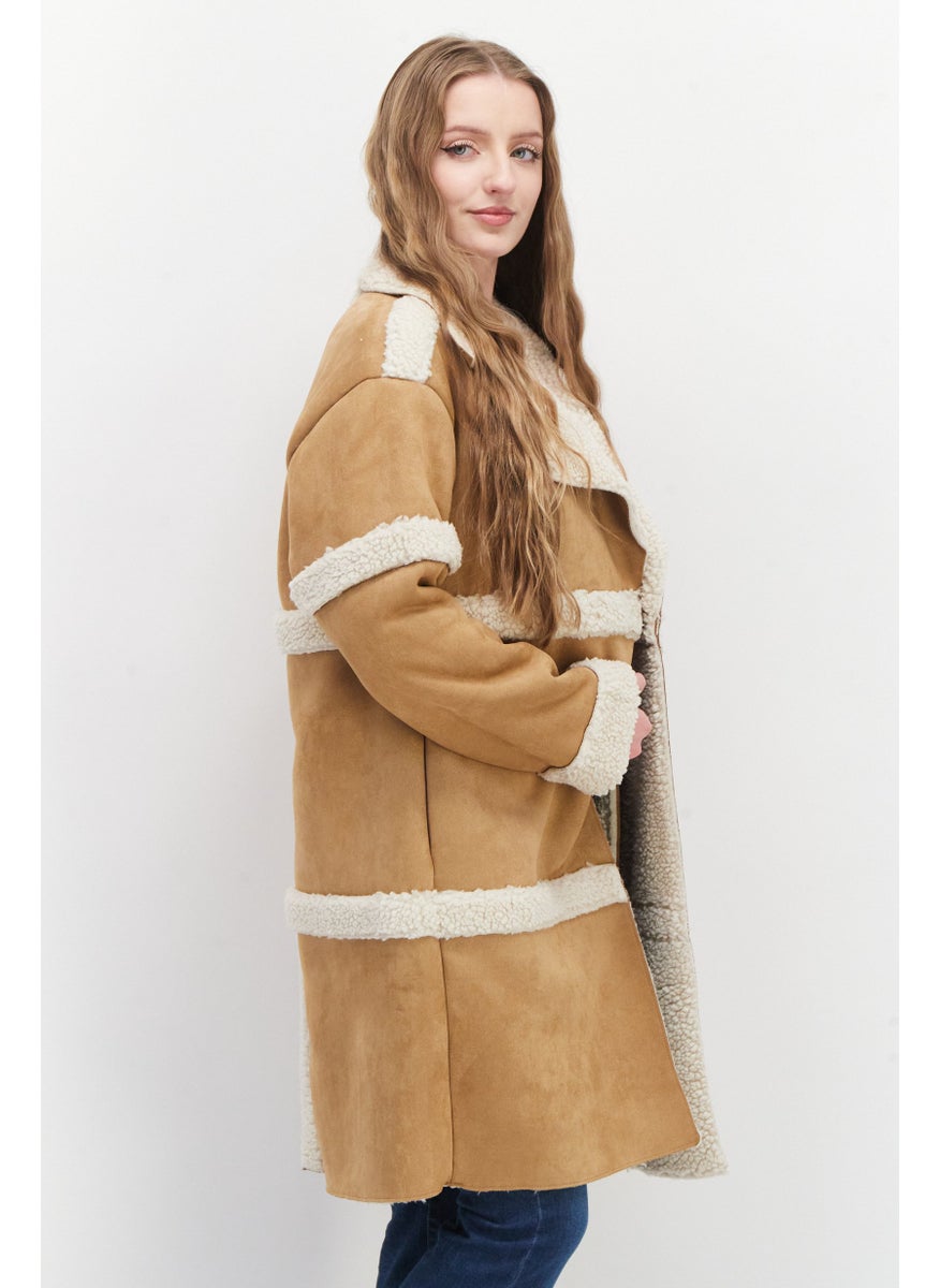 Bearpaw - Women Faux Fur Coat, Tan - Image 1