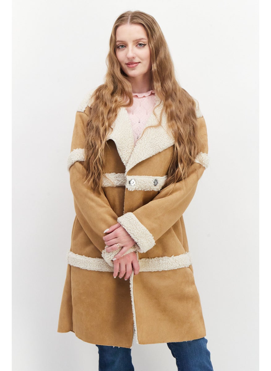 Women Faux Fur Coat, Tan - pzsku/ZC20E64535AD62E0CA1BAZ/45/_/1726109264/27775ad8-c37d-4481-88b8-e7c20877a5d7