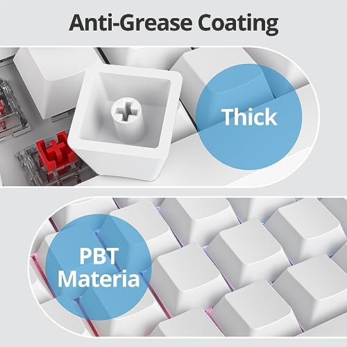Owpkeenthy Blank White PBT keycaps Custom Cherry Profile 1.5mm Thick ANSI ISO Minimalist Keycap Set for 60% 65% 75% Fullsize MX Switches Mechanical Keyboard (Blank White) - Image 3